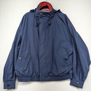 DASH XL Navy Blue Hooded Jacket‎ Red Trim Casual Outdoor Zip Up Windbreaker